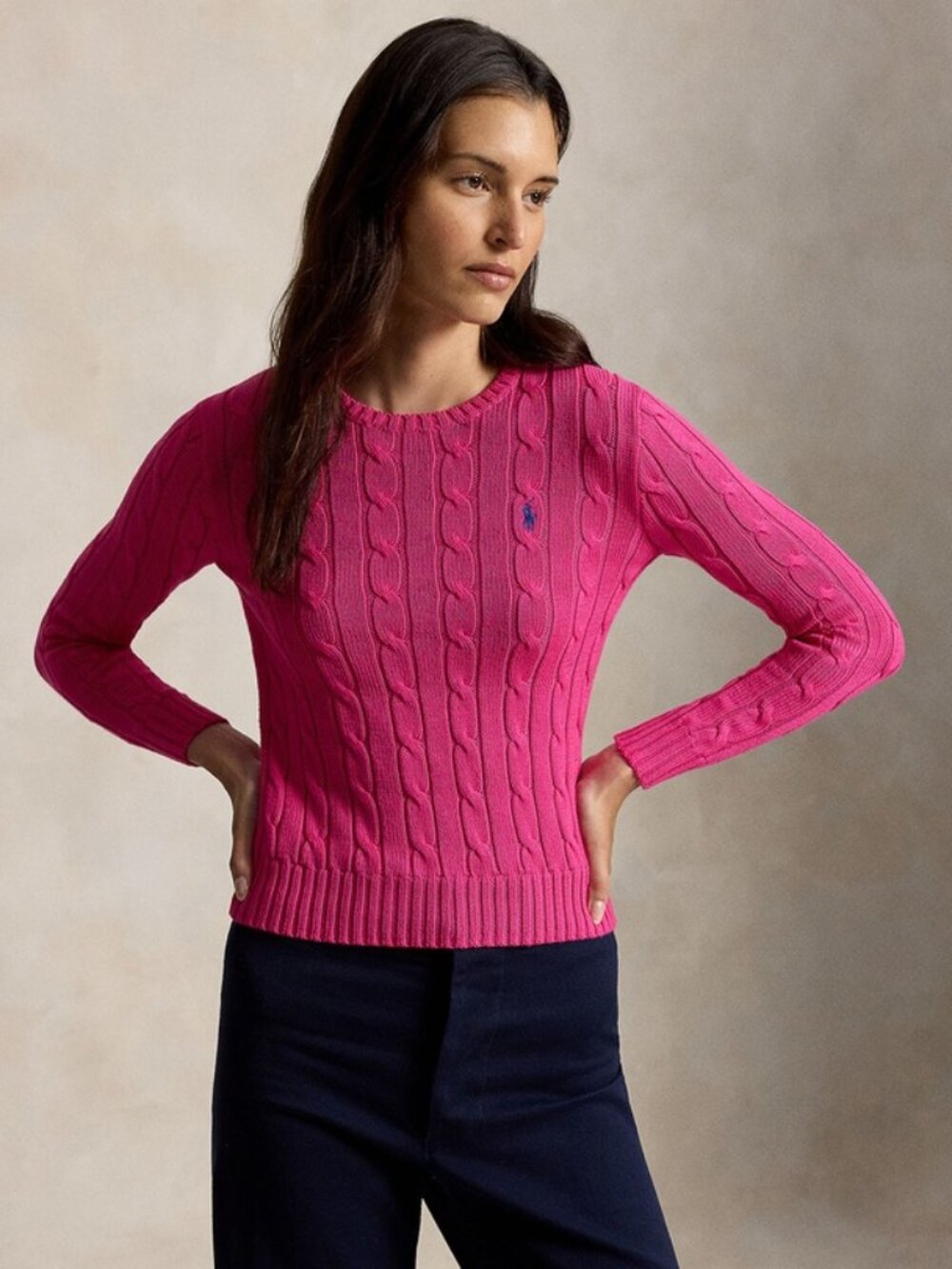 Ralph Lauren Sport Cable-Knit Cotton Crewneck Sweater